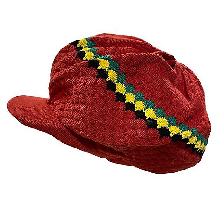 Knitted Tam ニットタム つば付きタム帽子 - Red w／Rasta Stripe