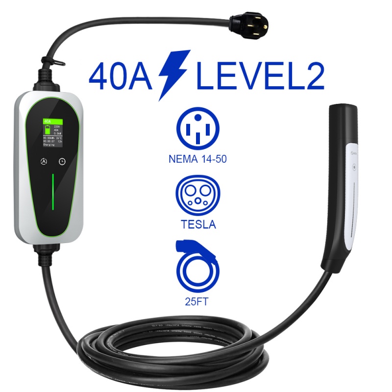 中国 40A EV充電器（テスラ/NACS用、Nema 14-50レベル2