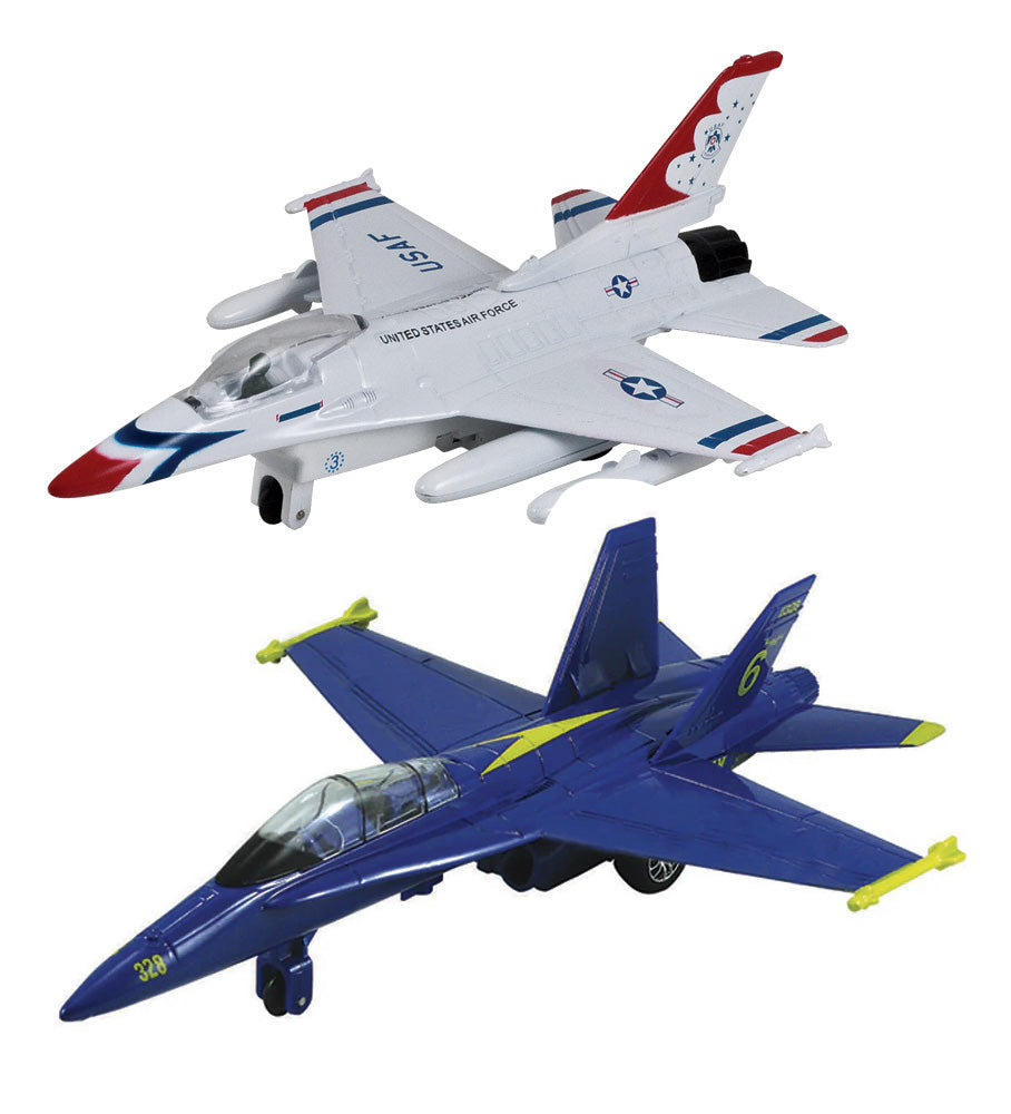 Kids Diecast Pullbacks - F-18 Blue Angels & F-16 Thunderbirds