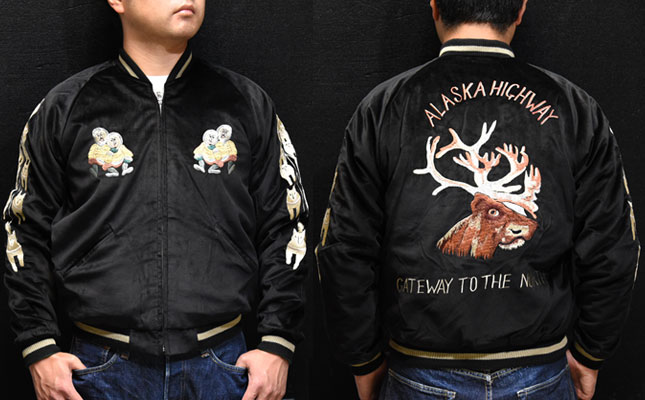 テーラー東洋スカジャン「Moose×Flag Alaska」別珍×サテンキルト