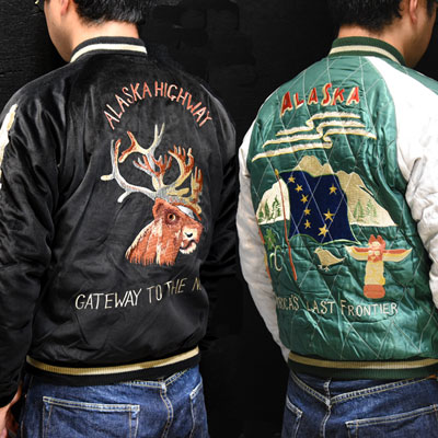 テーラー東洋スカジャン「Moose×Flag Alaska」別珍×サテンキルト