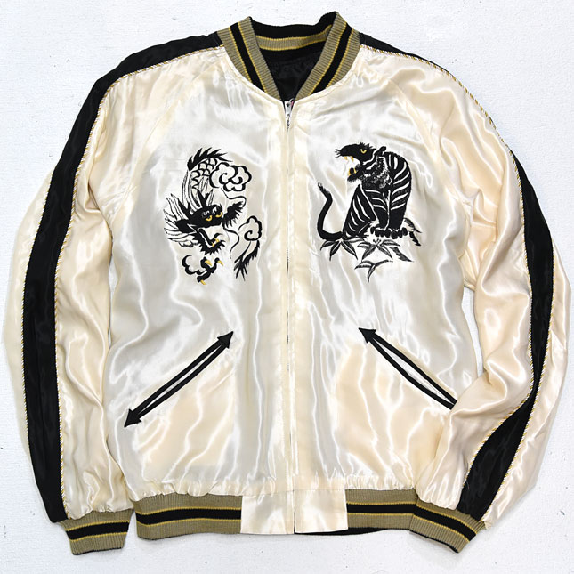 東洋スカジャン【BLACK EAGLE×ROARING TIGER】リバーシブルサテンスカ