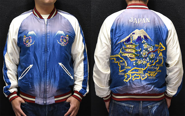 東洋スカジャン【ROARING TIGER×JAPAN MAP】サテンスカ・エージング