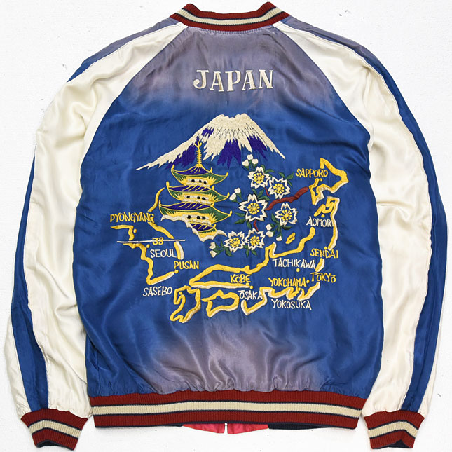 東洋スカジャン【ROARING TIGER×JAPAN MAP】サテンスカ・エージング