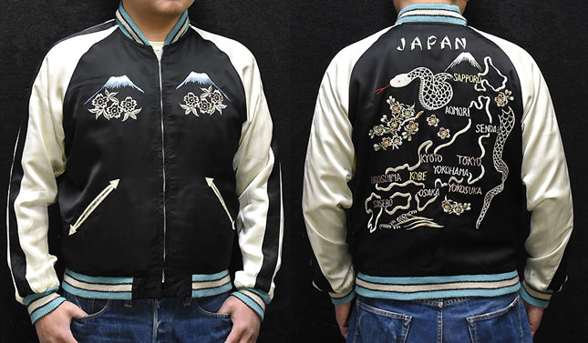 東洋スカジャン・港商SPECIAL EDITION「WHITE SNAKE×JAPAN MAP & SNAKE