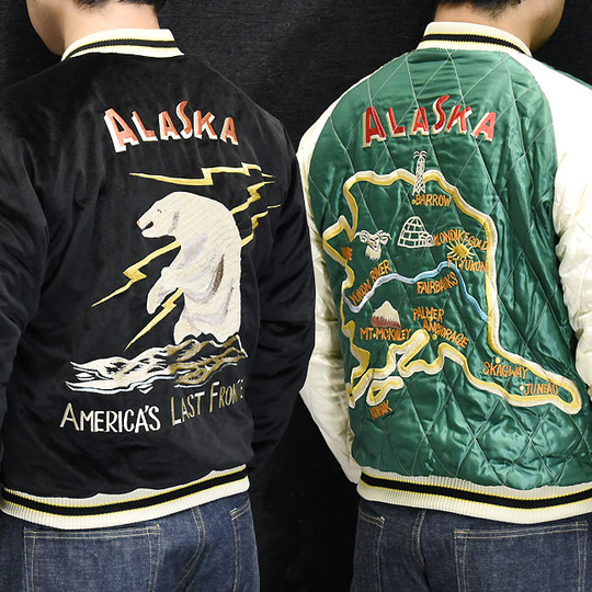 東洋スカジャン「POLAR BEAR×ALASKA MAP」別珍スカ・NO-398/tt15175