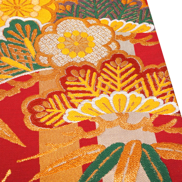 オンラインカタログ]酒井守 袋帯 振袖用 赤 正絹 西陣織 松竹梅 成人式