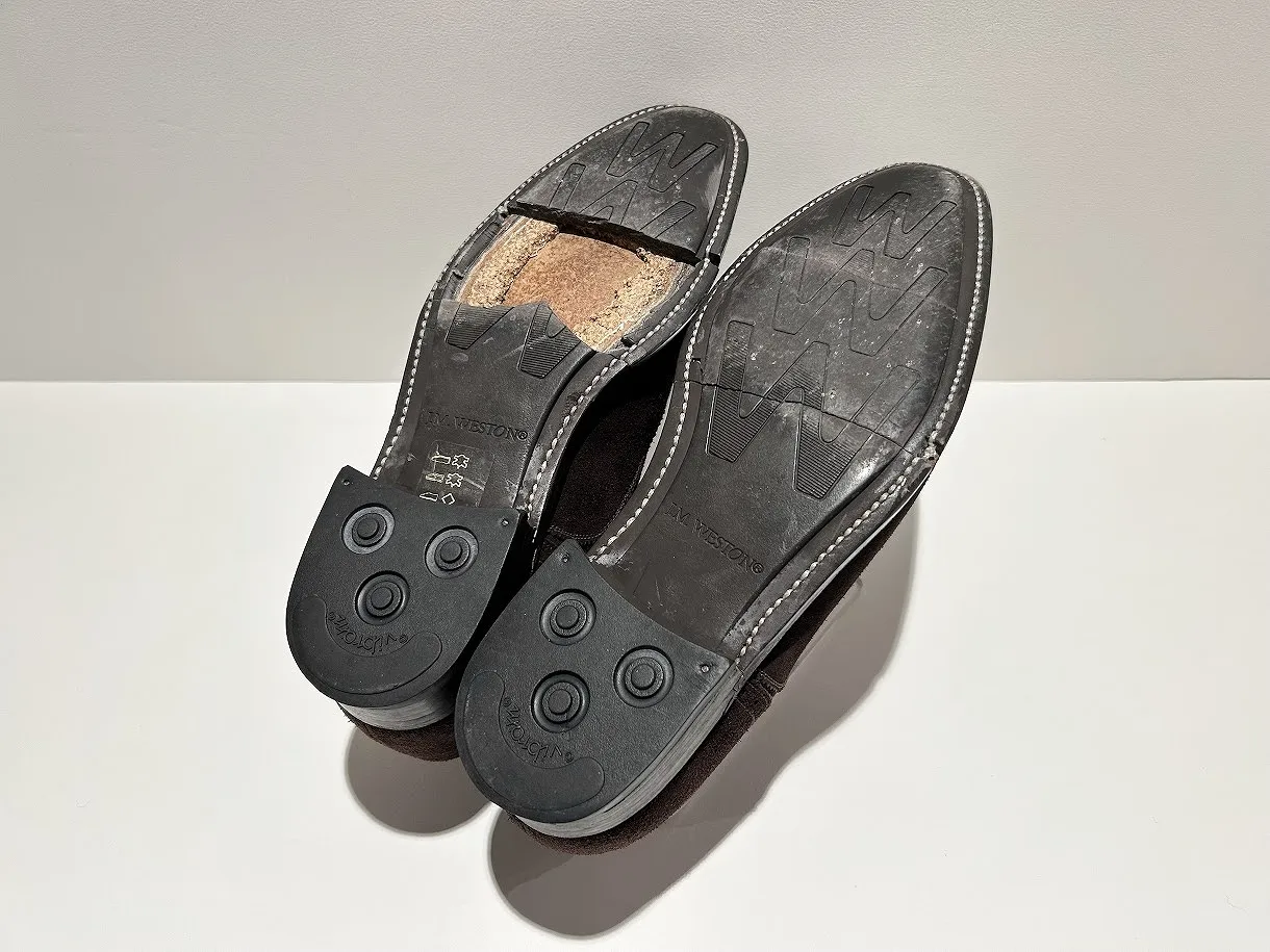 JRレザーを使用したグッドイヤーウェルト製法のオールソール | 修理