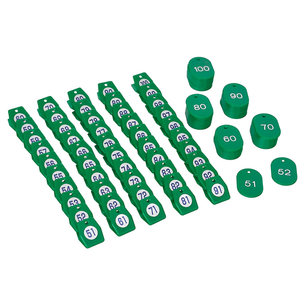 スチロールクロークチケットA型 1セット 51～100 グリーン - 店舗用品