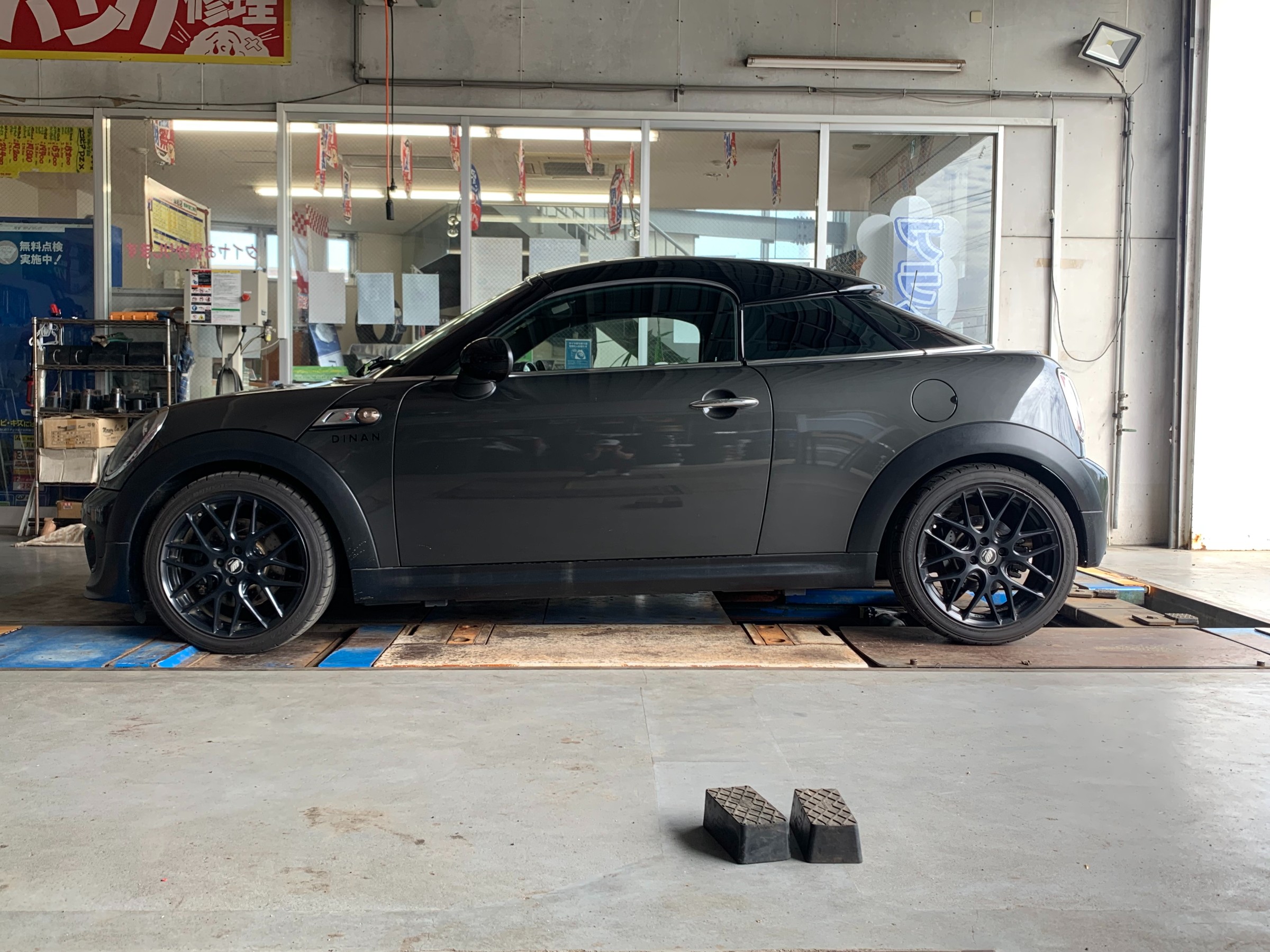 R58 ミニ クーパーS クーペ】持込車高調交換・ｱﾗｲﾒﾝﾄ調整