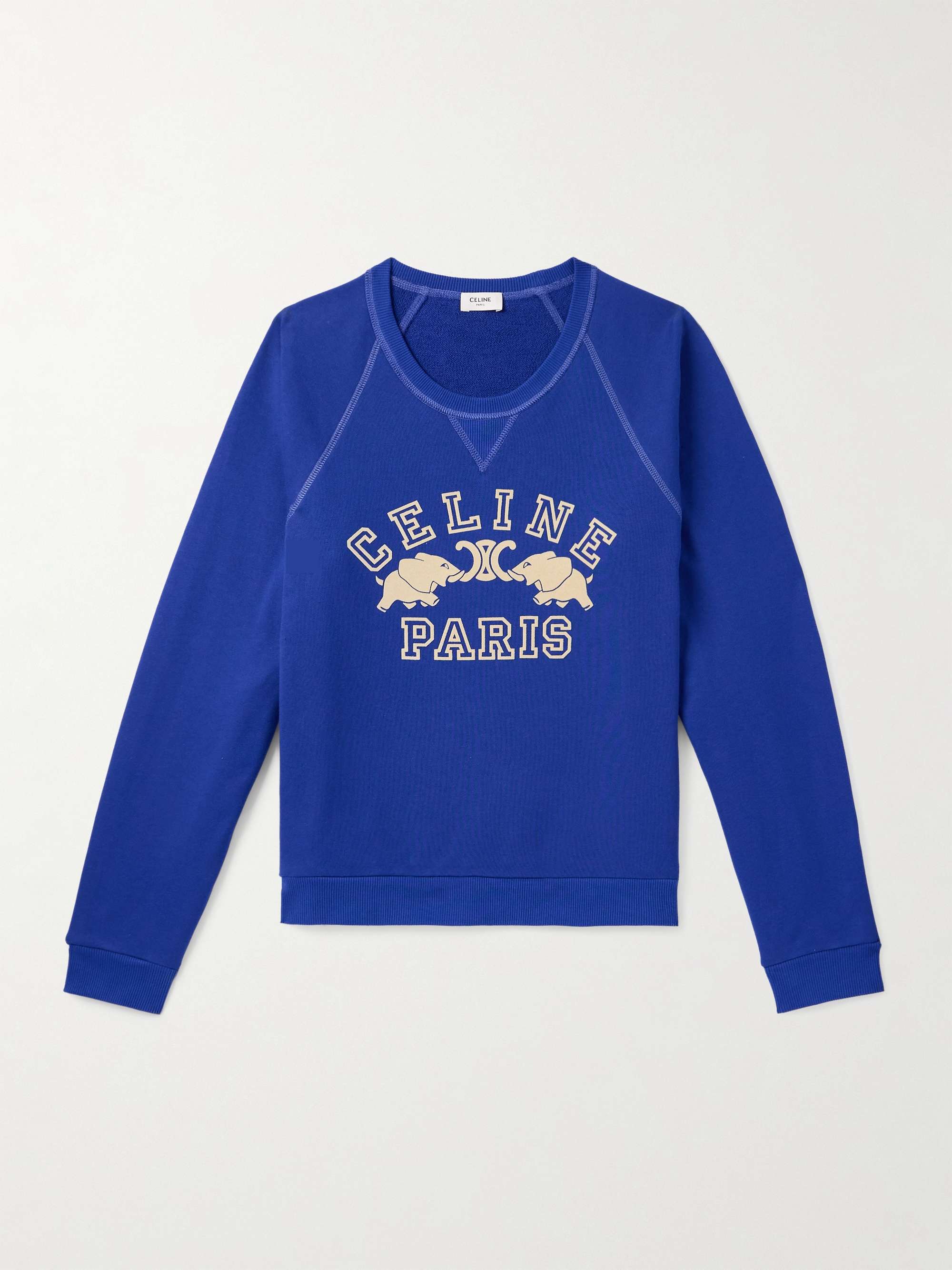 CELINE Slim-Fit Logo-Print Cotton-Jersey Sweatshirt for Men | MR