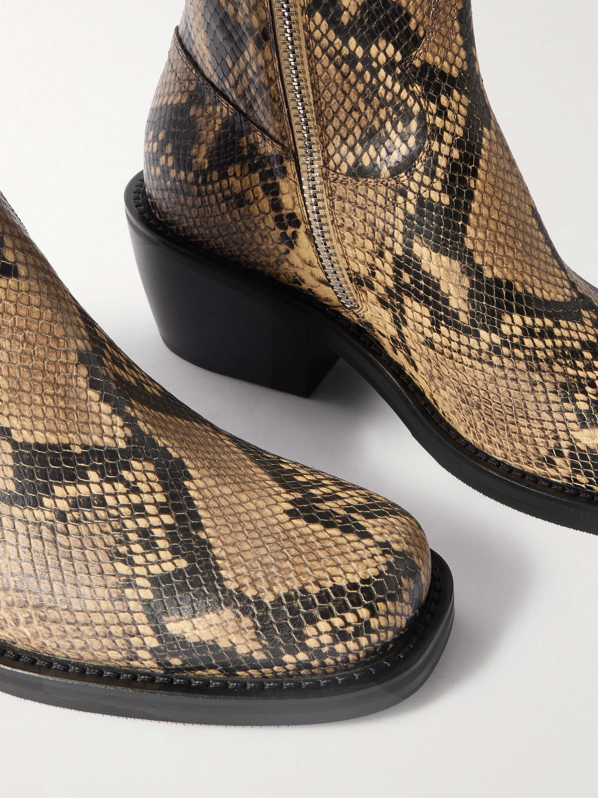 DRIES VAN NOTEN Snake-Effect Leather Boots for Men | MR PORTER