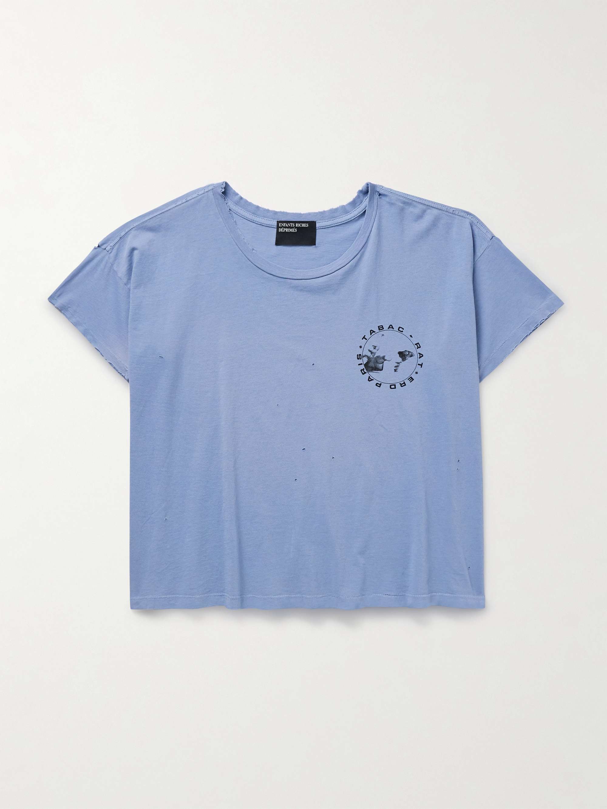 ENFANTS RICHES DÉPRIMÉS Cropped Distressed Logo-Print Garment-Dyed
