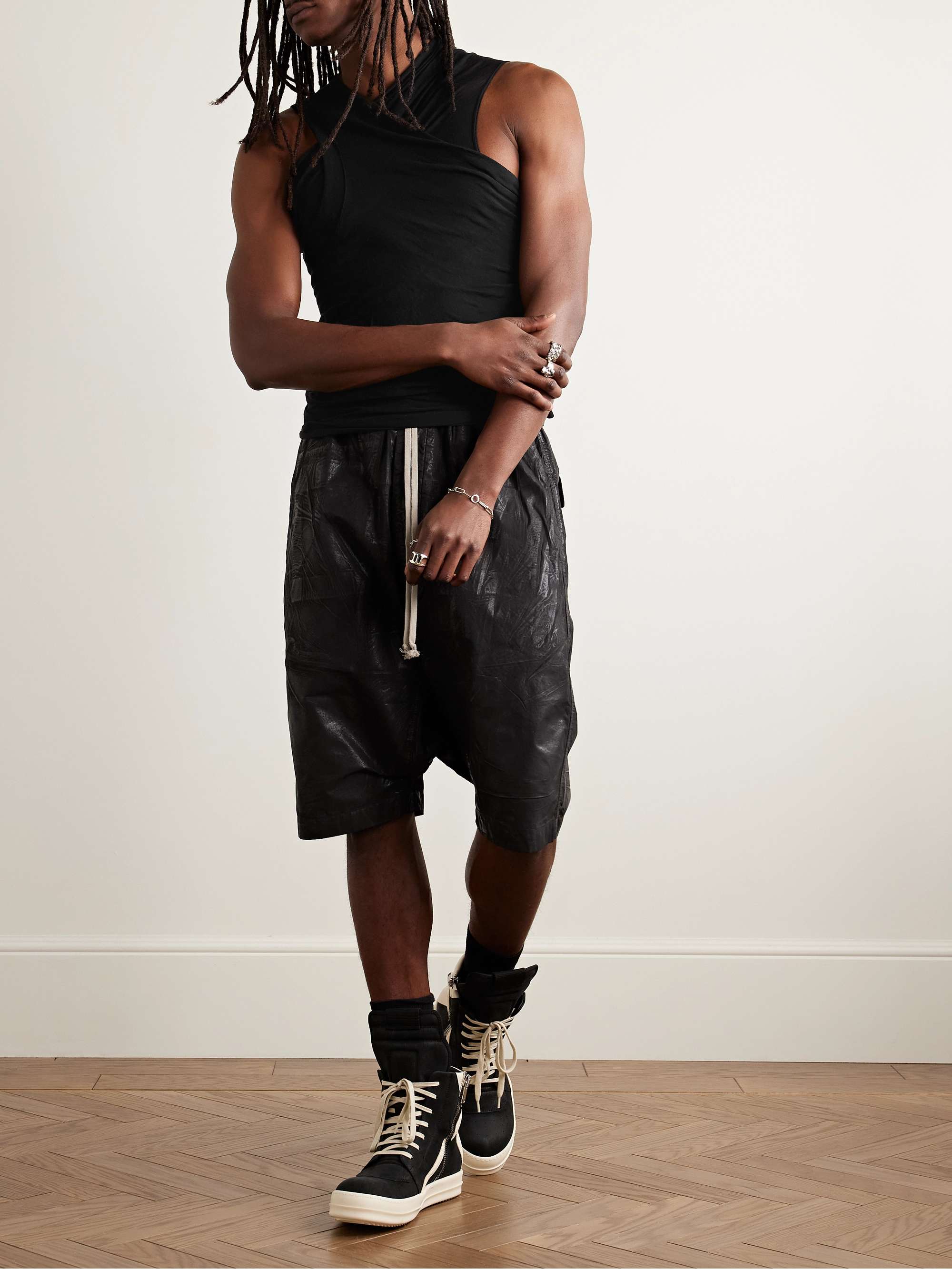 RICK OWENS Banana Ruched Layered Cotton-Jersey Tank Top for Men