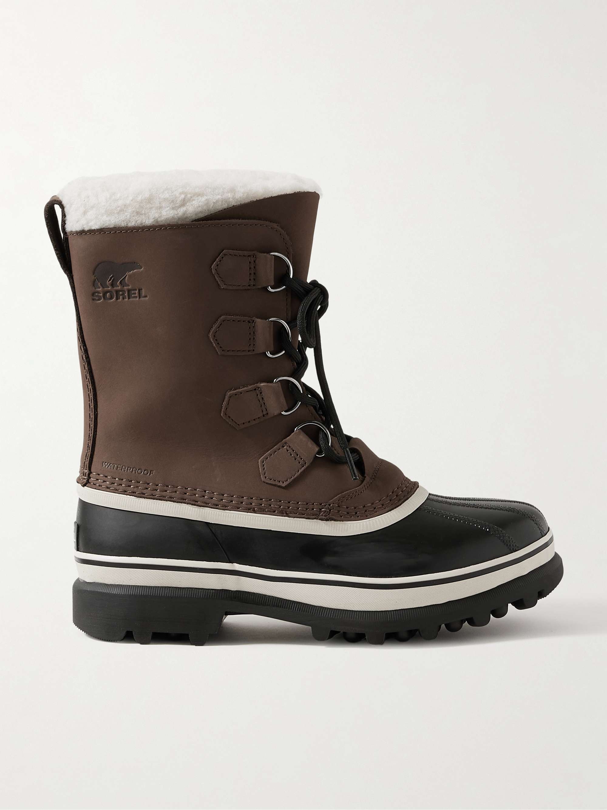 SOREL CARIBOU™ Faux Shearling-Trimmed Nubuck and Rubber Snow Boots