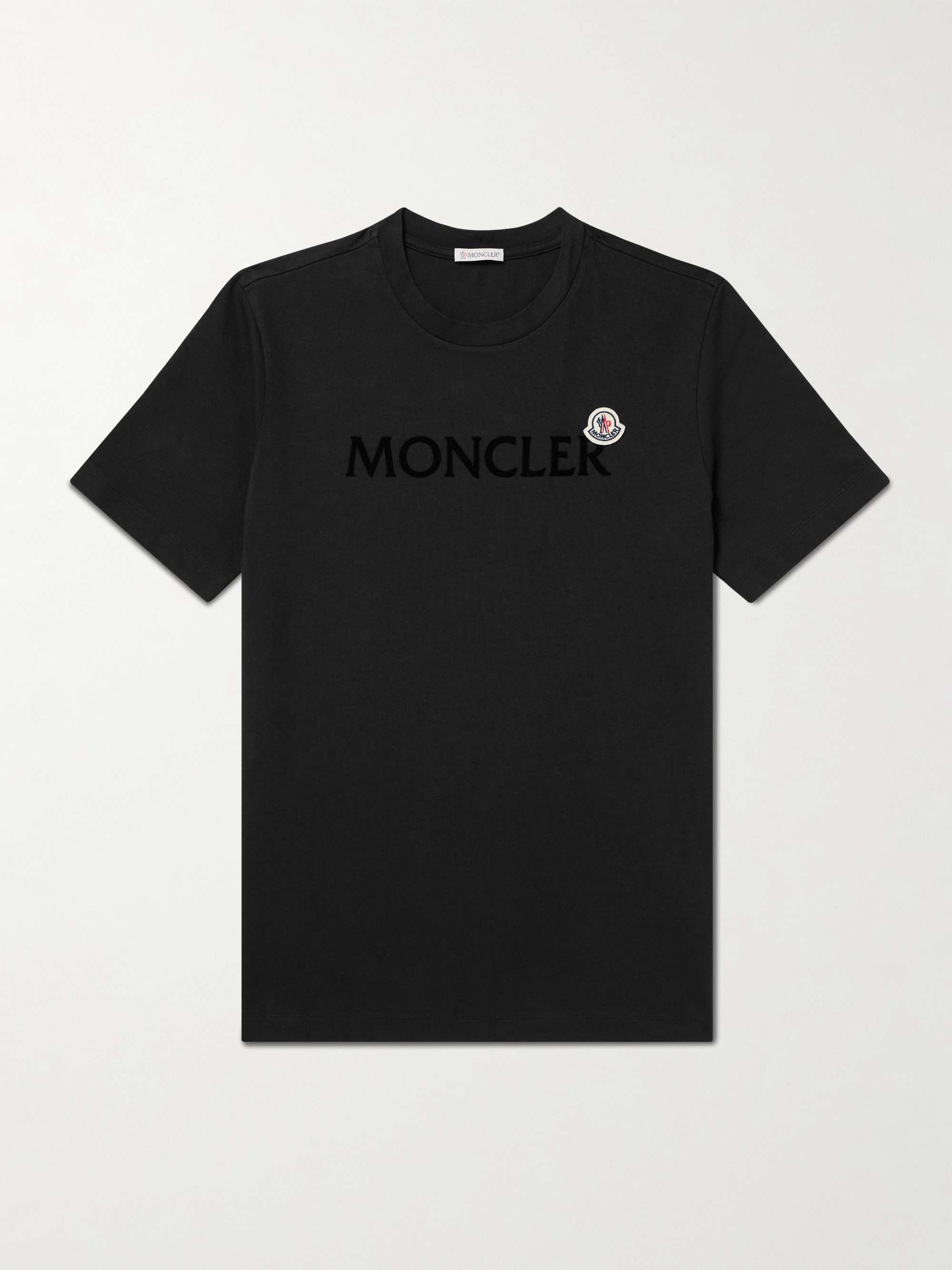 MONCLER Logo-Flocked Cotton-Jersey T-Shirt for Men | MR PORTER