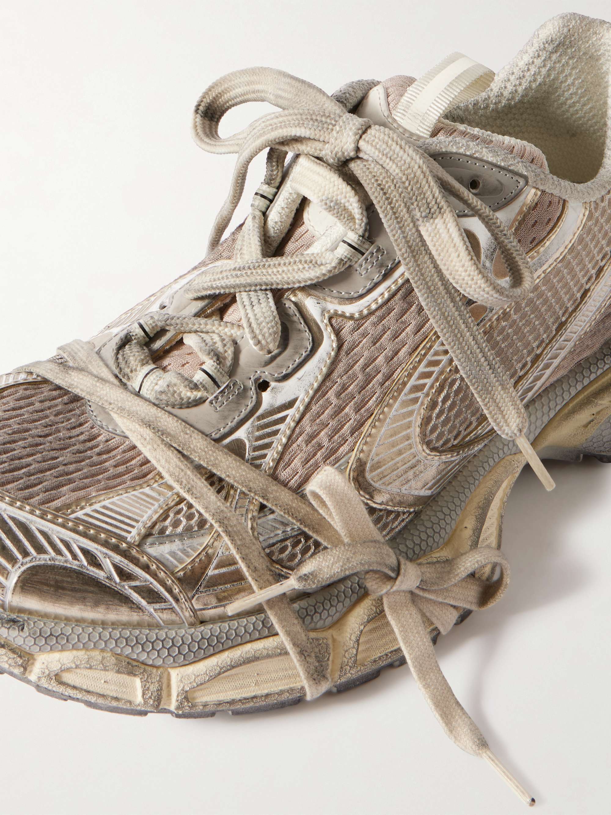 BALENCIAGA 3XL Distressed Mesh and Rubber Sneakers for Men | MR PORTER