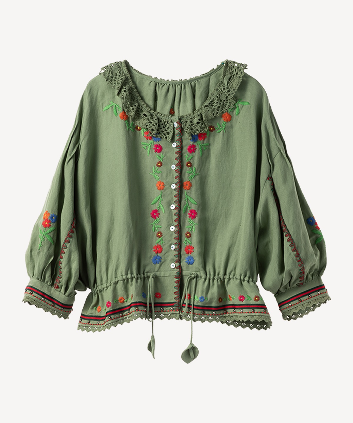 フラワー刺繍スタッズブラウス | MUVEIL Online Shop