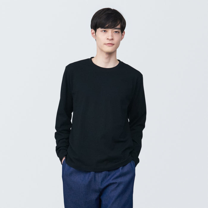 Men's Washed Jersey Crew Neck Long Sleeve T-Shirt | MUJI USA