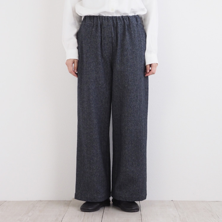 nofl】コットンツイード三つ杢ワイドパンツ 644209780 | ナチュラル服