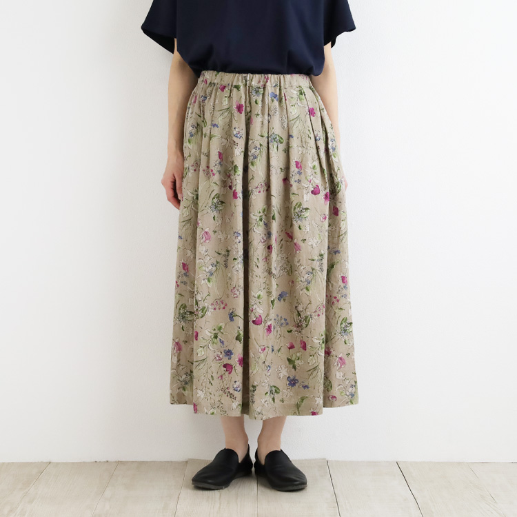 ✿ 専用☆エブール ebure ナチュラルリネンフラワータックスカート