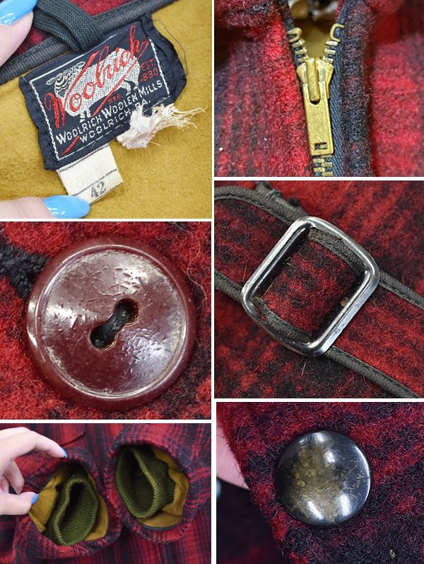40's【ビンテージ】【ウールリッチ】【Woolrich】【赤×黒