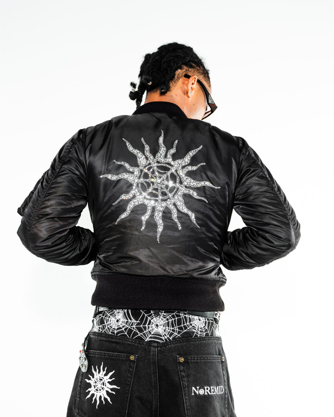 RHINESTONE MA-1 JACKET- BLACK – NOREMID