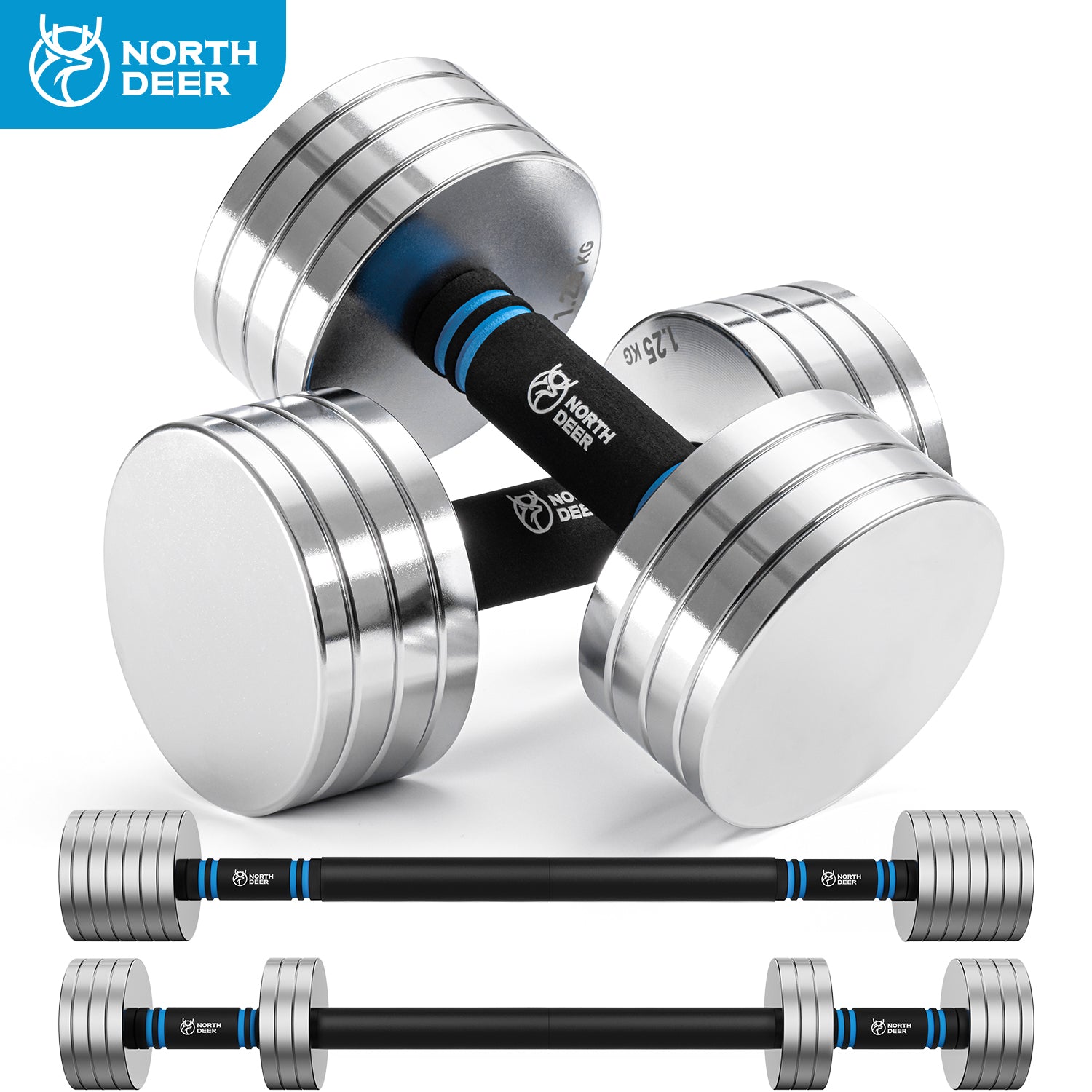 Northdeer 可変式ダンベル 15kg2個セット バー付き① Northdeer 可変