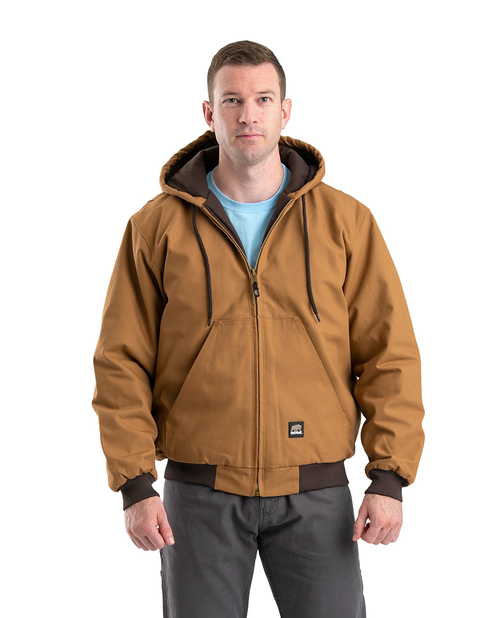 Men's Berne Original Hooded Jacket-Brown