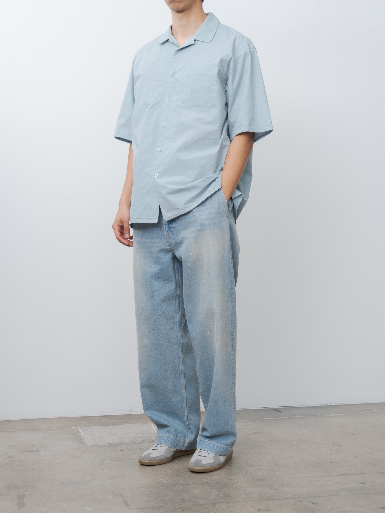 Namu Shop - Yoko Sakamoto Open Collar Shirt - Sky Blue