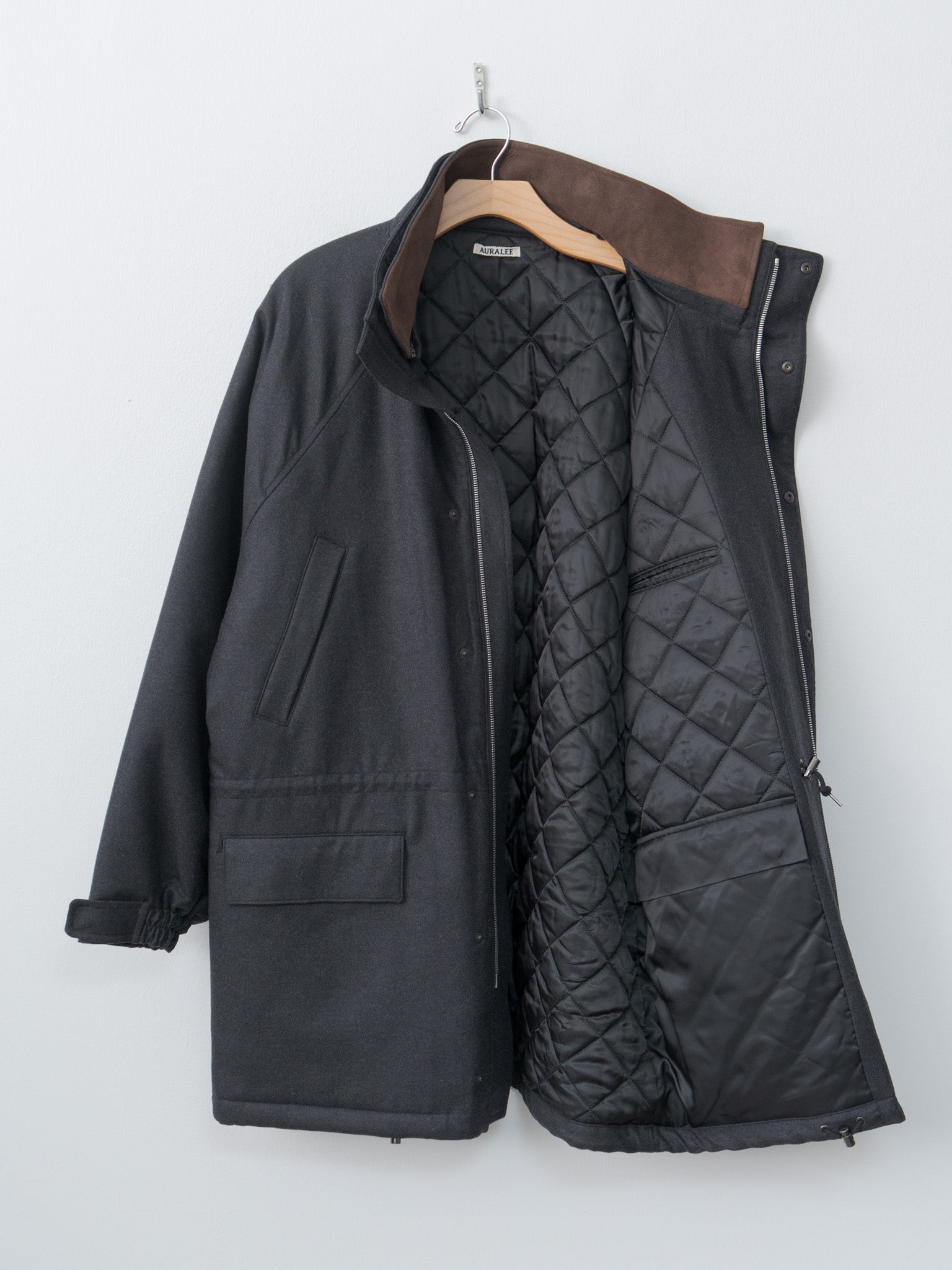 Namu Shop - Auralee Wool Fulling Flannel Padded Over Blouson - Top