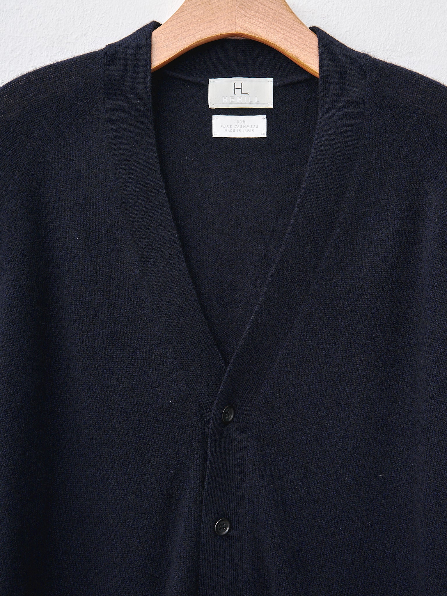 Namu Shop - Herill Whole Garment Cashmere Cardigan - Black Navy