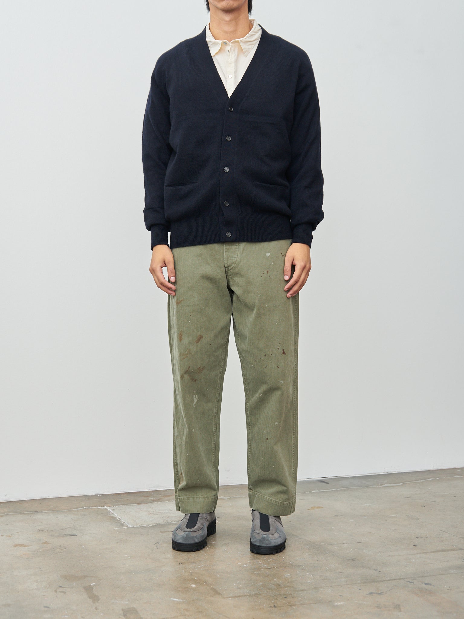 Namu Shop - Herill Whole Garment Cashmere Cardigan - Black Navy