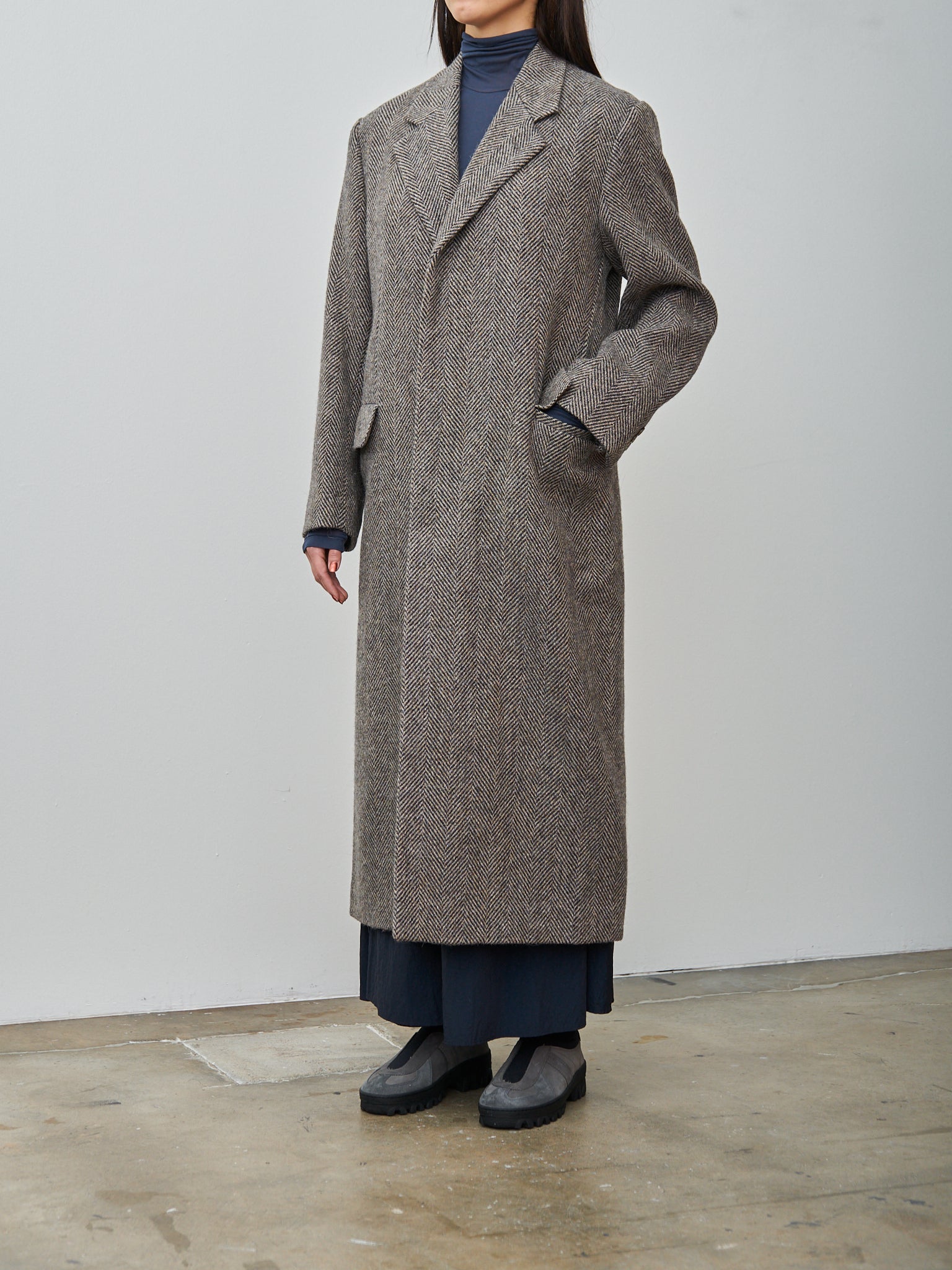 Namu Shop - Auralee Lama Shetland Wool Tweed Chesterfield Coat