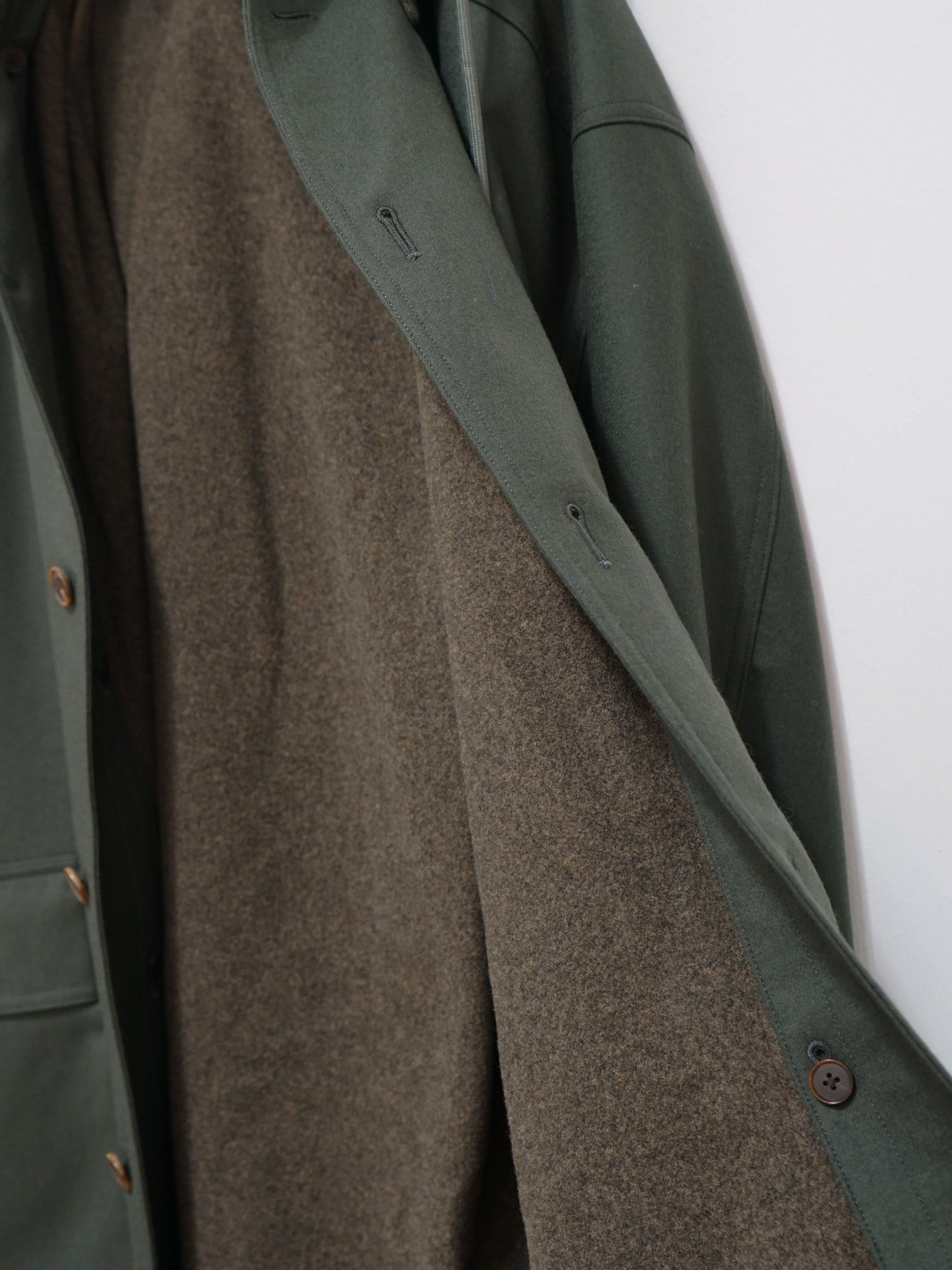 Namu Shop - Auralee Light Melton Hooded Liner Coat - Dark Olive