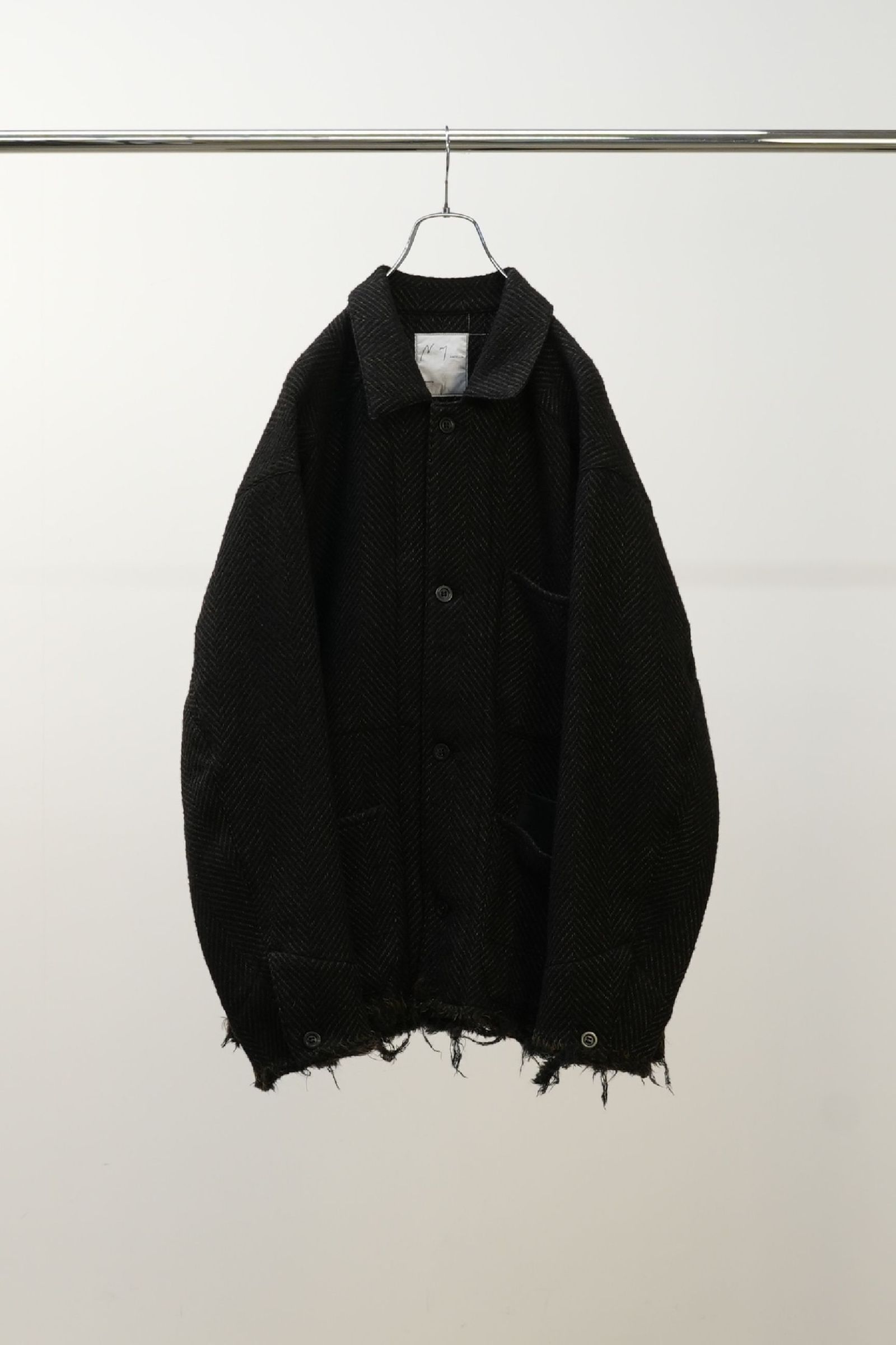 ANCELLM - DAMAGE WOOL HERRINGBONE COVER ALL | BROWN×BLACK