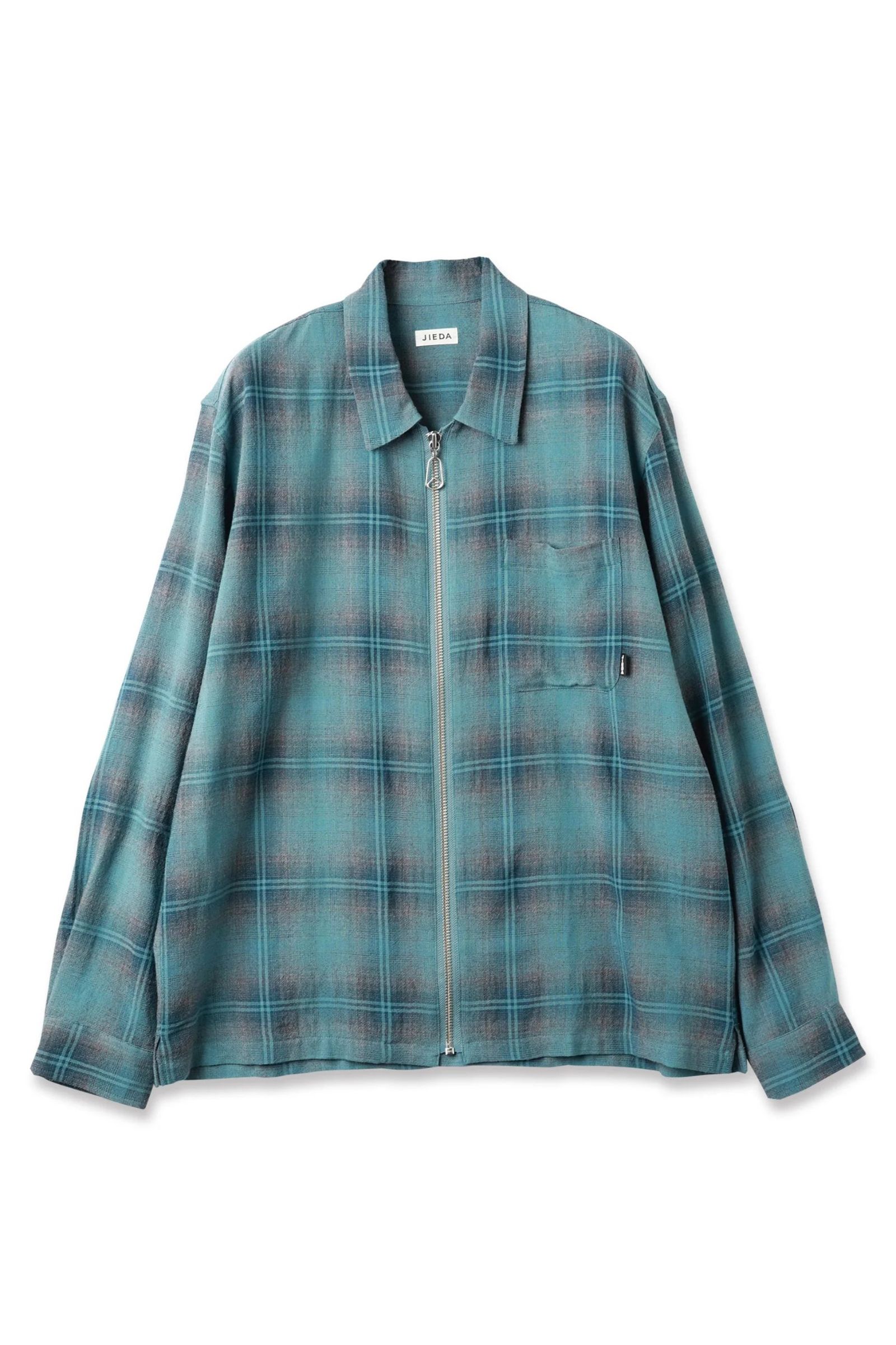JIEDA - OMBRE CHECK ZIP SHIRT | GREEN | ジップシャツ | NapsNote