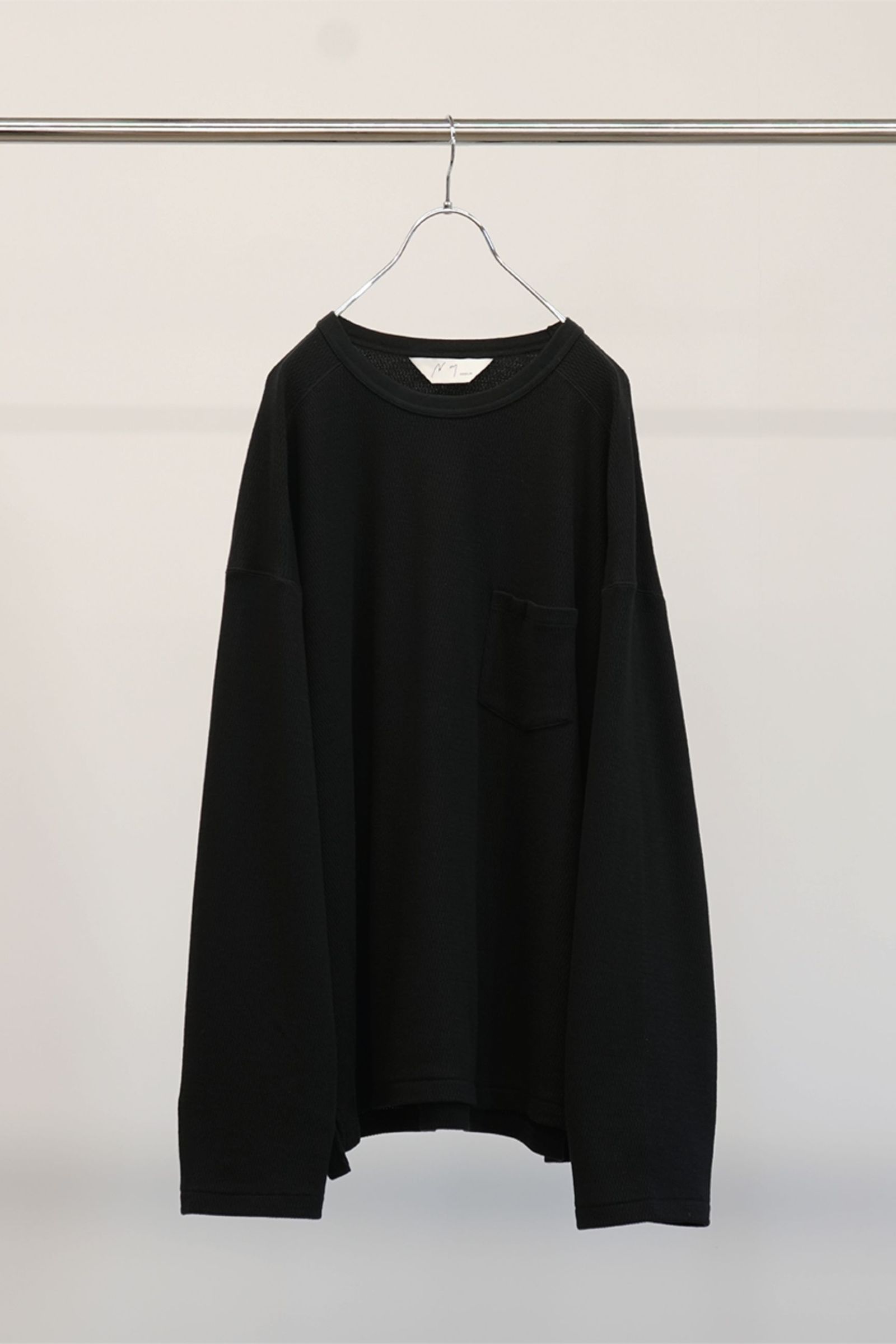 ANCELLM - WAFFLE CREW NECK LS T-SHIRT | BLACK | カットソー | NapsNote