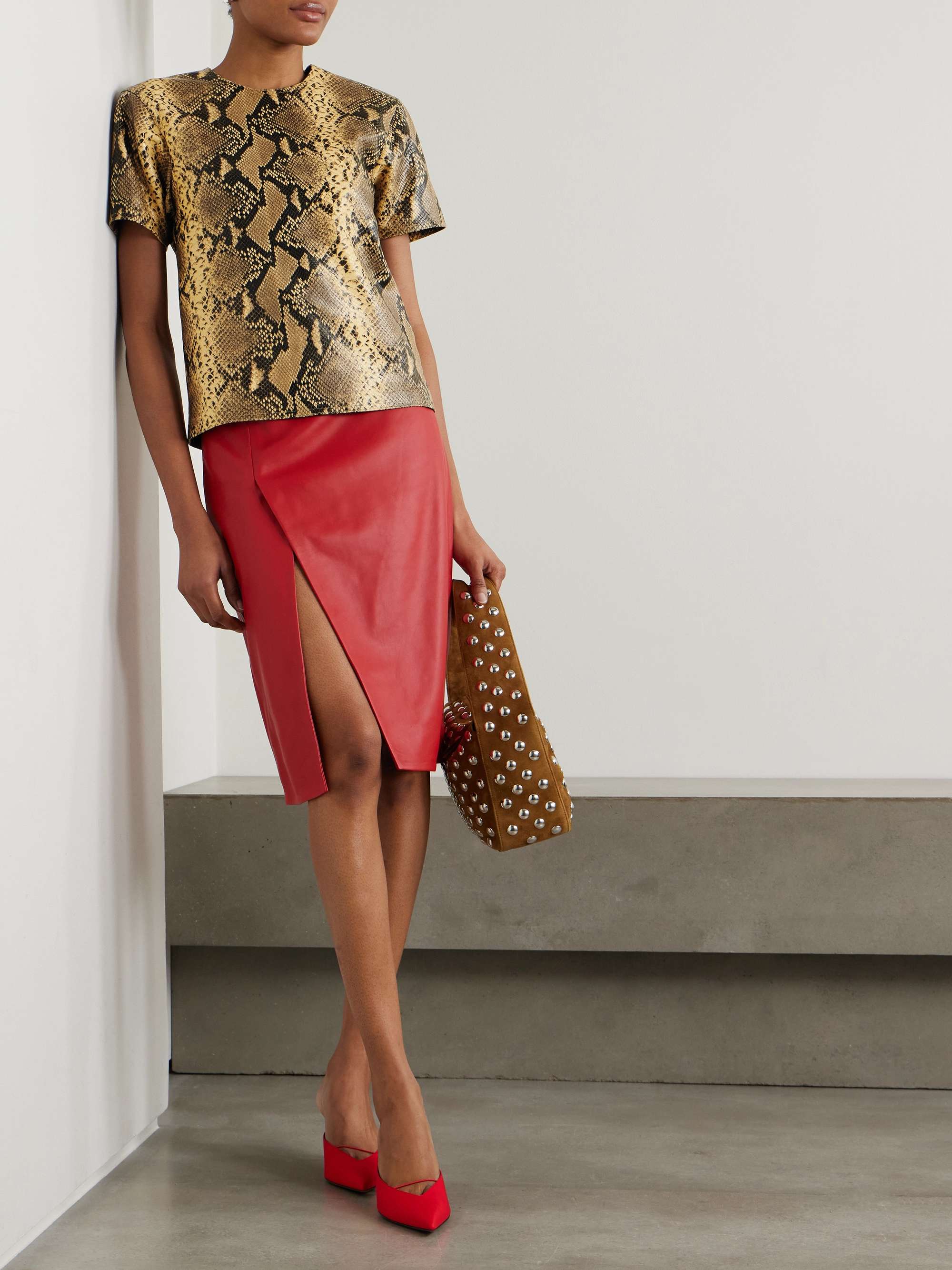 DRIES VAN NOTEN Snake-effect leather top | NET-A-PORTER