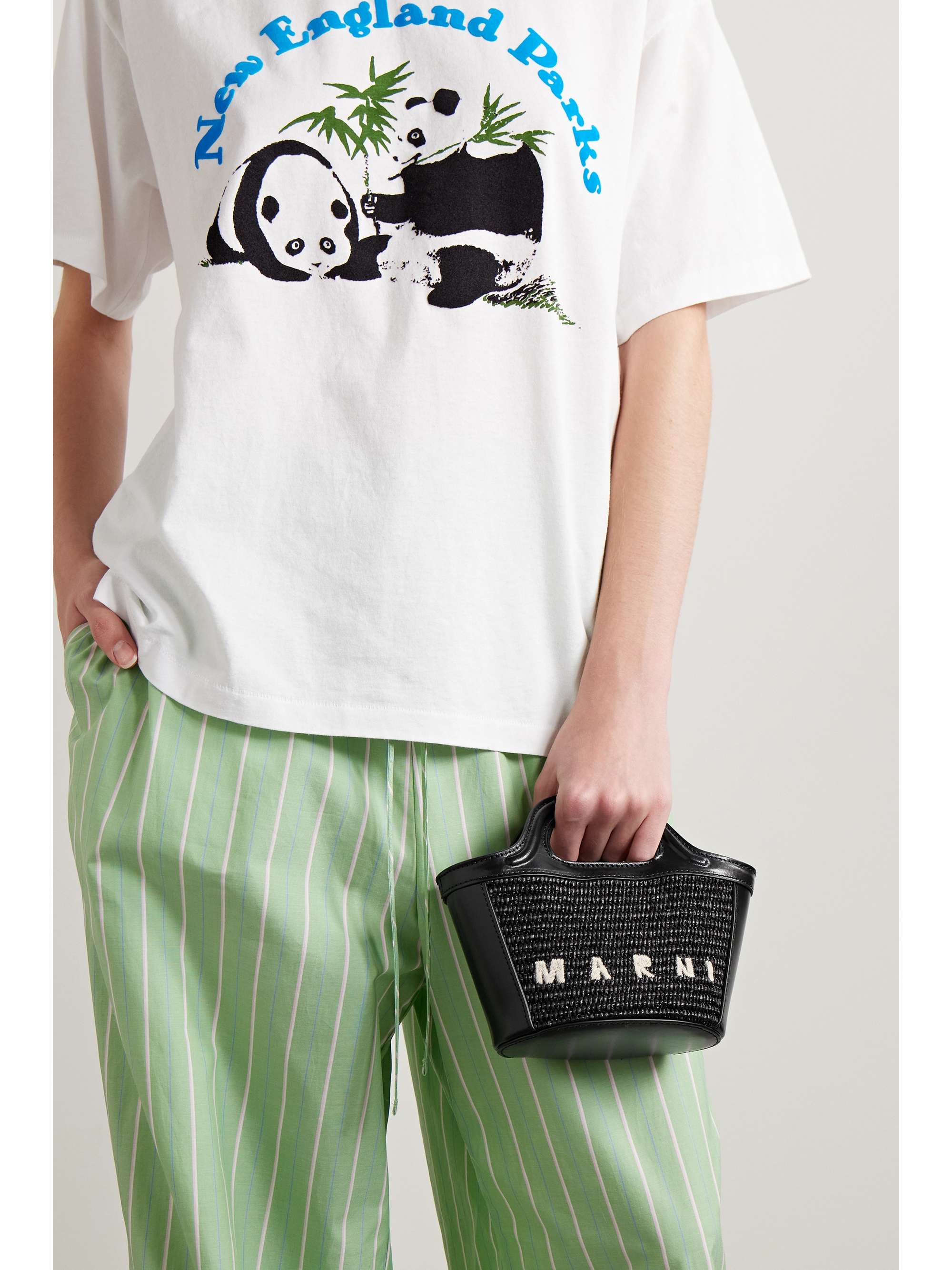 MARNI Tropicalia micro leather and embroidered faux raffia tote