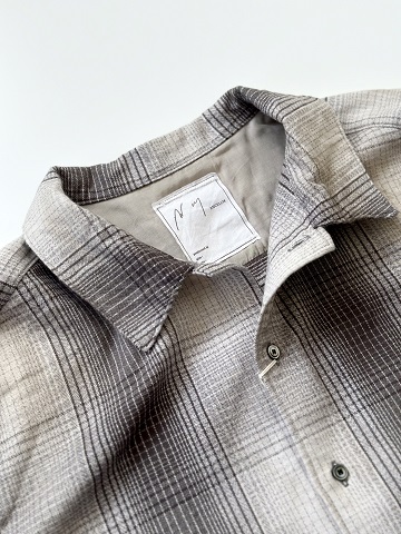 ANCELLM（アンセルム）DAMAGED FLANNEL CHECK SHIRT（ivory/black