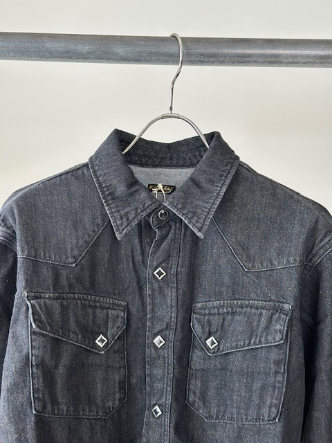 KAPITAL (キャピタル) 8ozブラックデニムレースアップウエスタンシャツ