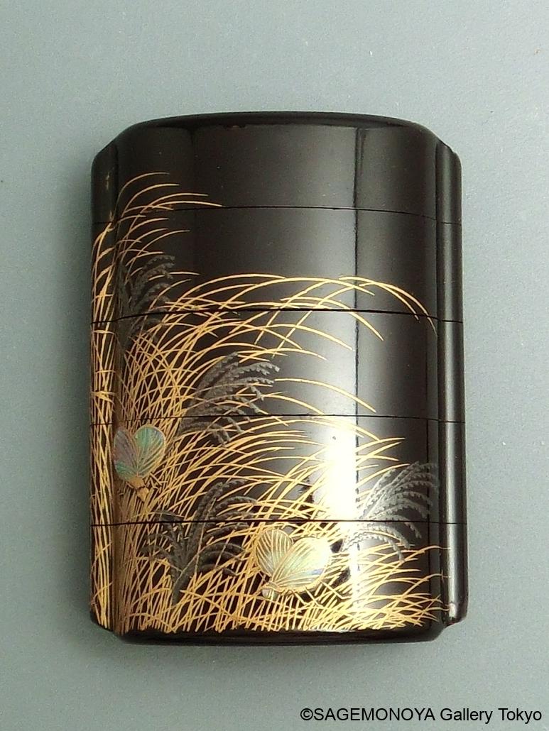 薄鈴虫図蒔絵四段印籠（壺印）－印籠｜根付専門店「提物屋」