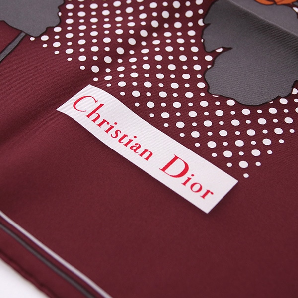 Christian Dior クリスチャンディオール シルクスカーフ 中古(ボルドー