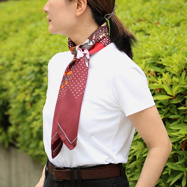 Christian Dior クリスチャンディオール シルクスカーフ 中古(ボルドー