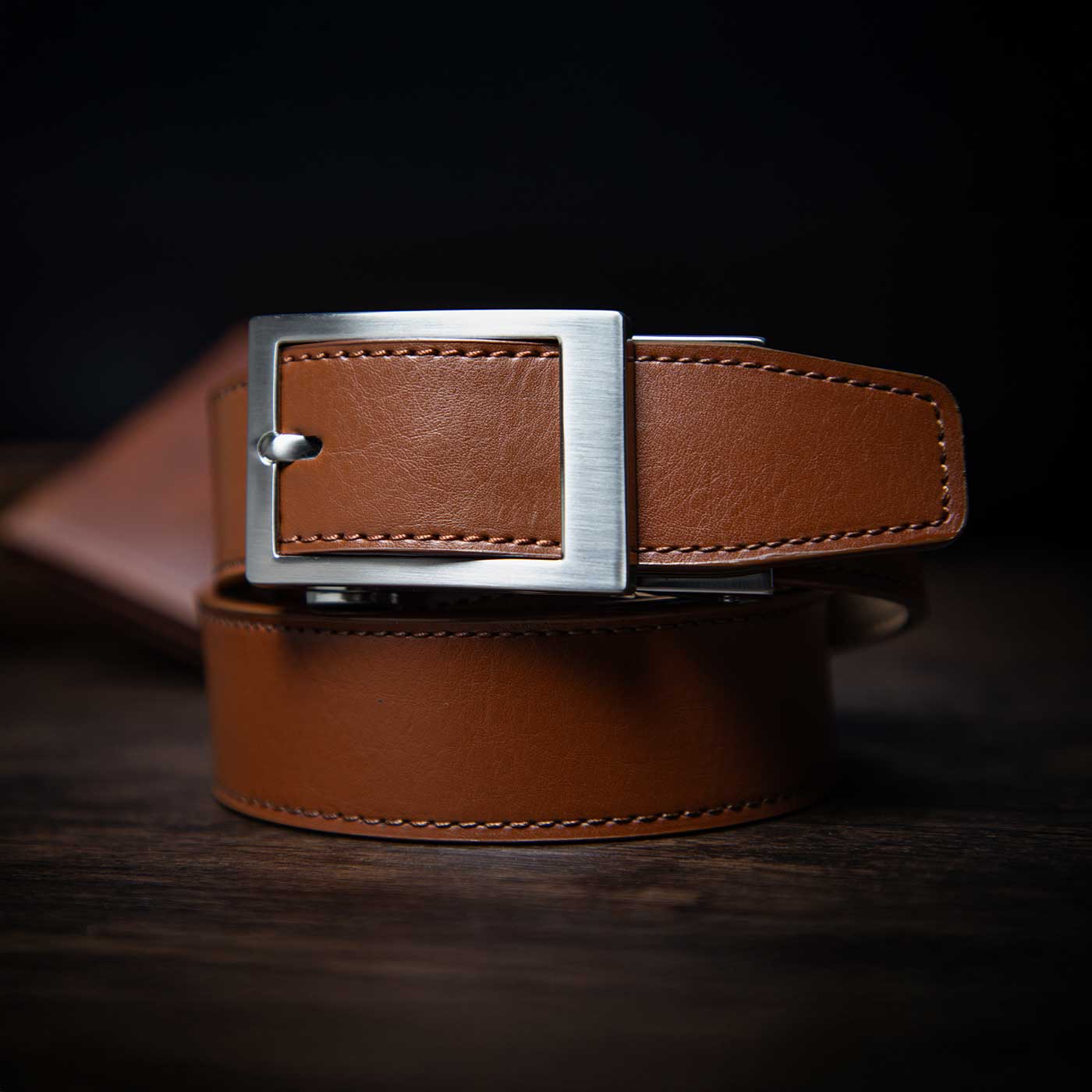 Classic Walnut/Brown Leather Dress Belt - 1-3/8