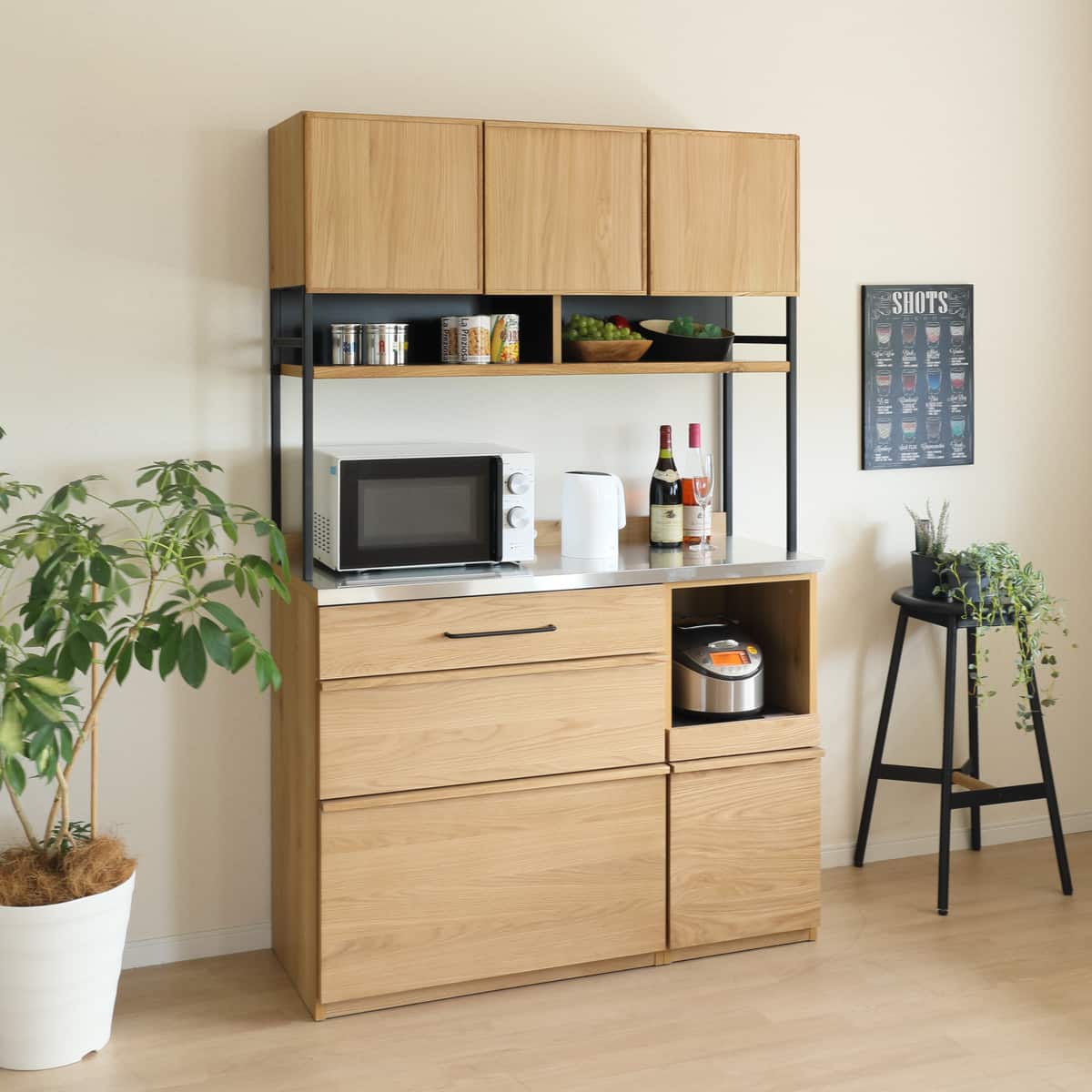 天然木突板ステンレス天板キッチンボード(SY02K 120 LBR) | ニトリ