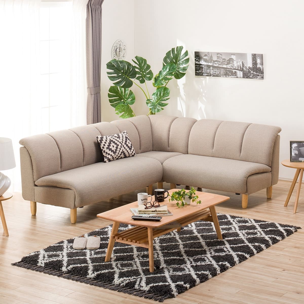 コーナーソファ3点セット 布張りタイプ (BE) | ニトリネット【公式