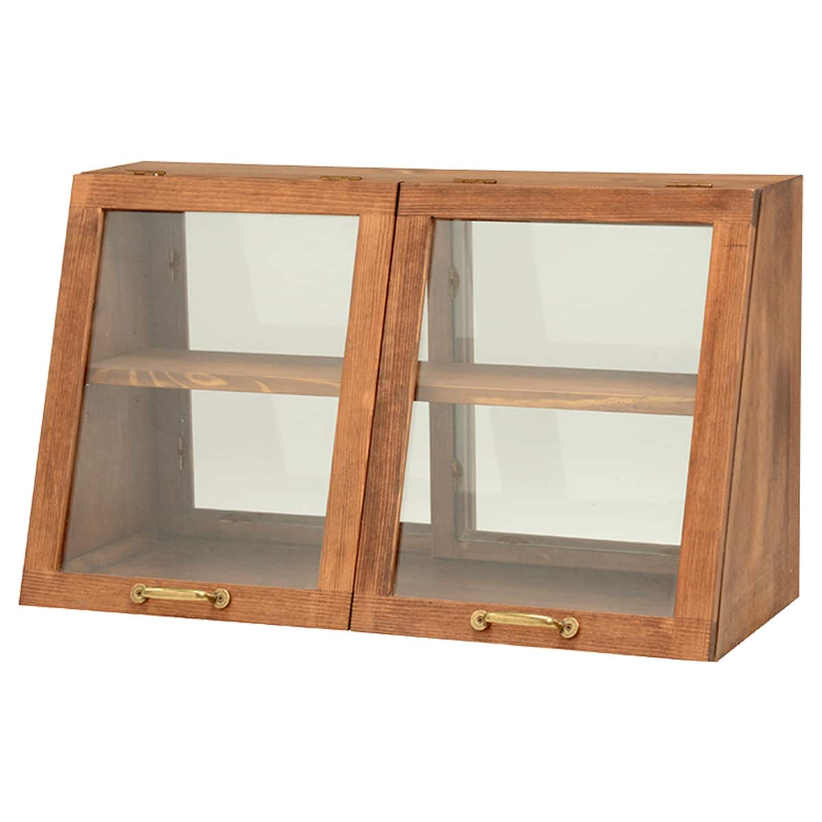 おしゃれなヴィンテージ風カウンター上収納ガラス扉〔幅60cm高さ35cm