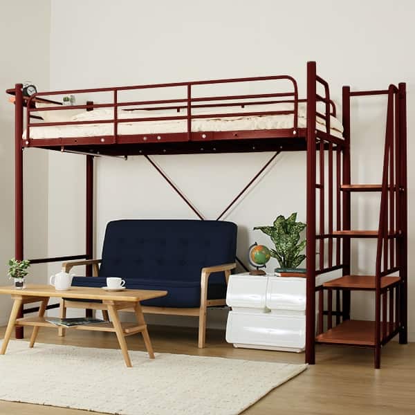 高さ2段階式階段付きロフトベッド(BR) | ニトリネット【公式】 家具